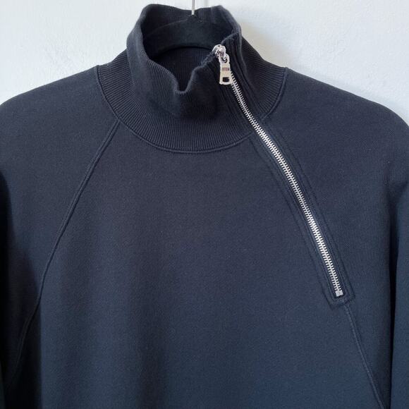Marissa Webb So Uptight Funnel Neck Zip Sweatshirt Black XS Minimalist Neutral - Picture 6 of 14
